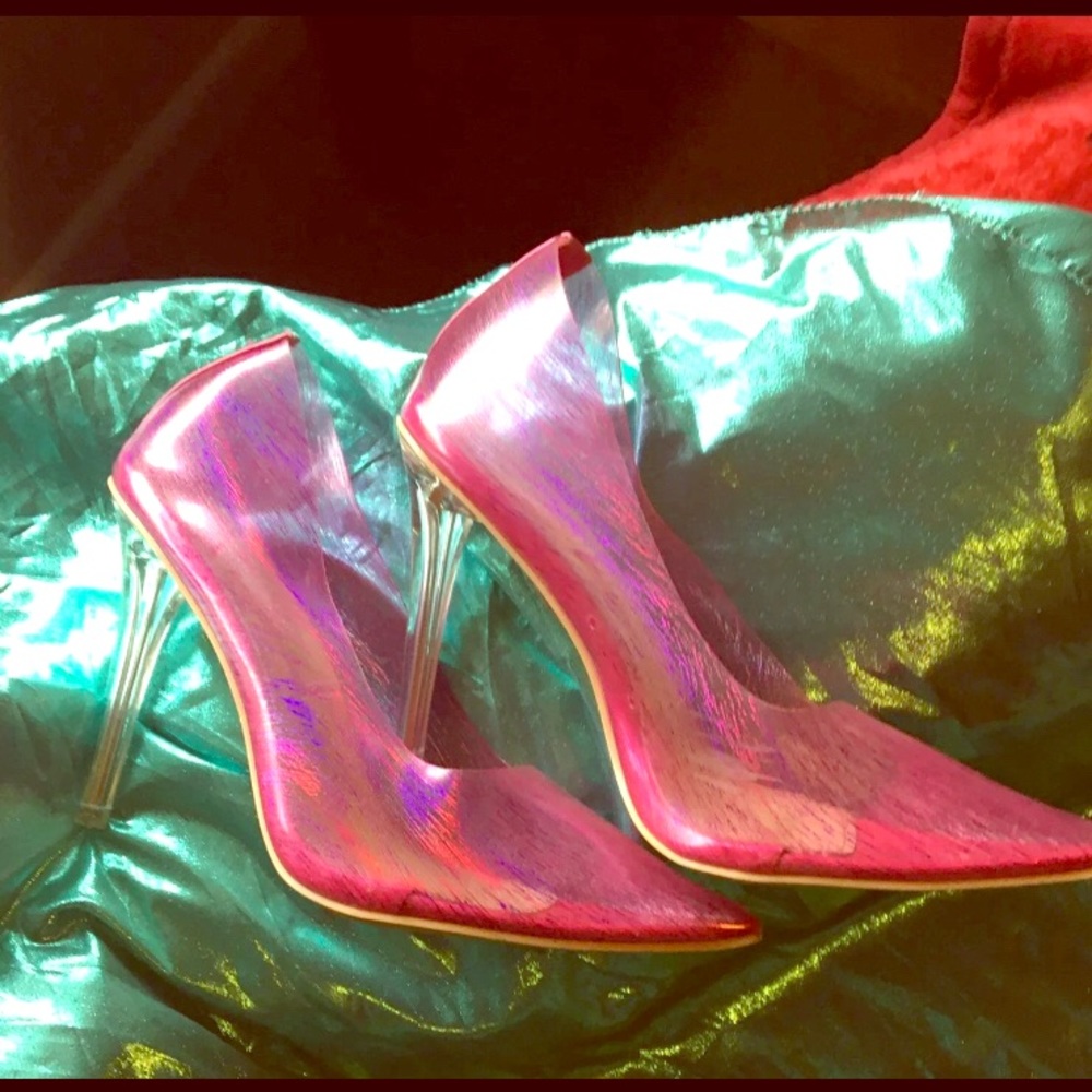 So Me Pink Iridescent jelly heels